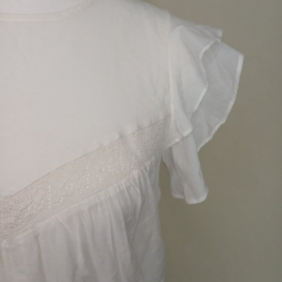 Aritzia Sunday Best Caddie Blouse Ruffled Embroidered Top White Size XS - Picture 5 of 9